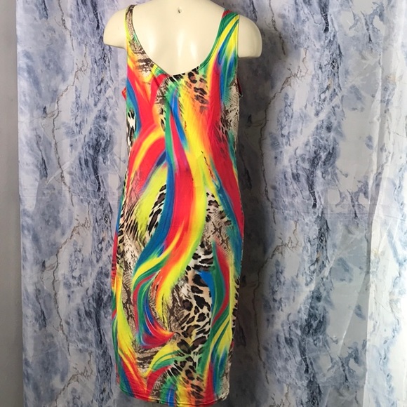 love J t-shirt dress beach tank stretch dress abstract colors XL - Picture 4 of 7